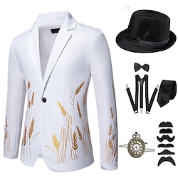 1920s Vintage Inspired The Great Gatsby Party Costume Accessories Set Printing Collarless Men's Halloween Party Evening Casual Daily Adults' Coat All Seasons