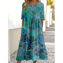 Light in the box Dames Casual jurk Zonnejurk Zomerjurk Slipdress Casual Vakantie Ruim Passend Bloemig Mouwloos Bandje Neon groen blauw Paars Zomer