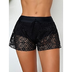 Light in the box Dames Zwemkleding Rekbare boxershorts Zwempak Netstof Hoge taille Vakantie Strand Kleding Effen Kleur Mouwloos Badpakken