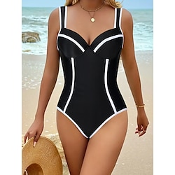 Light in the box Dames Zwemkleding Een stukje Monokini Zwempak Blote rug Buikcontrole Hoge taille Vakantie Strand Kleding Effen Kleur V-hals Mouwloos Badpakken