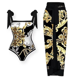 Light in the box Dames Zwemkleding 2 stuks Monokini Zwempak Blote rug Buikcontrole Hoge taille Slank Vakantie Strand Kleding Bloemig Scoophals Mouwloos Badpakken