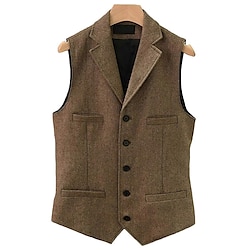 Light in the box Voor heren Vest Vakantie Dagelijks Bruiloft Afspraakje Modieus Casual Lente Herfst Knop Zak Polyester Comfortabel Effen Enkele knoopsluiting één knoop Revers Normale pasvorm Zwart Marine