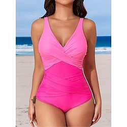 Light in the box Dames Zwemkleding Een stukje Monokini Zwempak Blote rug Buikcontrole Hoge taille Slank Vakantie Strand Kleding Effen Kleur Halternek Mouwloos Badpakken