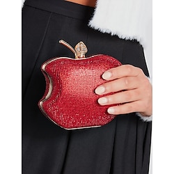 Light in the box rode clutch met strass-steentjes voor dames - luxe avondtas met kristallen en gouden ketting voor feesten, bruiloften en speciale gelegenheden