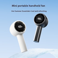 High Power Portable Handheld Fan – LED Display USB Rechargeable Mini Cooling Fan with 5 Speeds and Long Battery Life