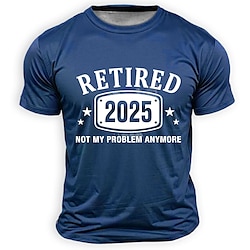 Men's Retired T Shirt Short Sleeve T shirt 3D Print Crew Neck Shirt Fashion Daily Basic Street Casual Daily Black Red Blue Summer Spring Clothing Apparel S M L XL XXL XXXL