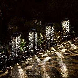 4 Pcs Outdoor Pathway Lights Waterproof Solar Hollow Projection Floor Plug in Light Courtyard Garden Path Lawn Landscape Light Wedding Festival Decoration Light