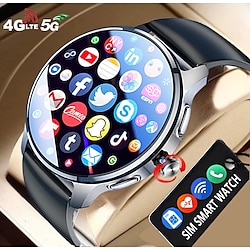 Smart Watch with 1.89 AMOLED Screen, 4G SIM Support, Rotating Camera, GPS, WiFi, Bluetooth Call, App Download, Compatible with Android