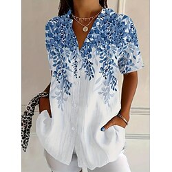 Women's Shirt Floral Graphic Vintage Tropical Daily Short Sleeve Shirt Collar Regular Tops Daily Black Pink Royal Blue Blue Purple Summer Spring