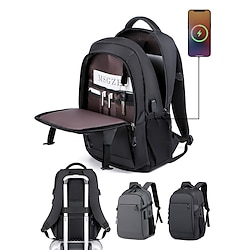 Men's Waterproof USB Charging Laptop Backpack with Multiple Compartments, Anti-Theft Design and Luggage Strap, Casual Business Travel Daypack for Students and Professionals