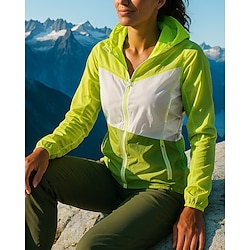 Women's Outdoor Jacket Hiking Jacket Outdoor Waterproof Windproof Breathable Quick Dry Hiking Outfits Hiking Clothes Spring Autumn / Fall Jacket Tennis Golf Running Patchwork Pink Green Light Blue