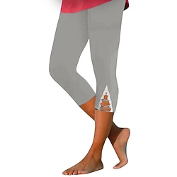 Women's Capri Pants Leggings Streetwear Casual Calf-Length Natural Plain Lace Elastic Waist Comfy Outdoor Athleisure Holiday Casual Daily Black White Royal Blue Fuchsia Summer Regular Fit