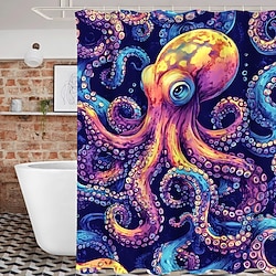 Ocean Animal Turtle Shower Curtain with Hooks for Bathroom Shower Curtain Bathroom Decor Set Polyester Waterproof 12 Pack Plastic Hooks