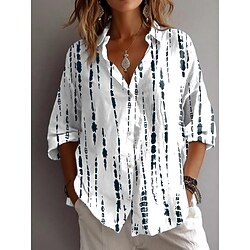 Women's Shirt Floral Graphic Abstract Vintage Tropical Daily Long Sleeve Shirt Collar Regular Tops Work Daily Holiday Buttons Print White Blue Purple Green Khaki Summer Spring