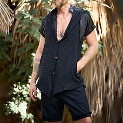 Men's Tank Top Vest Top Undershirt Sleeveless Shirt Sleeveless Hooded Summer Plain Fashion Designer Basic Jacquard Vacation Street Going out Black Top Tee for Men