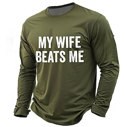 Men's Funny Slang T Shirt Long Sleeve T shirt 3D Print Crew Neck Shirt Fashion Daily Basic Street Casual Daily Black Red Blue Summer Spring All Seasons Clothing Apparel S M L XL XXL XXXL