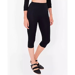 Women's Capri Pants Leggings Streetwear Casual Calf-Length Natural Plain Elastic Waist Comfy Outdoor Comfortable Outdoor Vacation Athleisure Magenta Dark Grey Lake blue Wine Summer Regular Fit