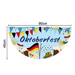 Oktoberfest German Bavarian Bunting Flag 3 x1.5 Ft Non-Pleated Check Blue White Fan Flag Banner Polyester Flag for Holiday Outdoor Hanging Decor