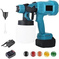 800W Cordless Paint Sprayer with 5 Nozzles, Two Batteries for House Paint, Furniture, Home Interior Decor, Cars, Cabinets, Fences, Walls, Cabinets and More, High Power Spray Gun
