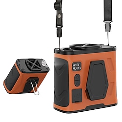 100 Speeds Portable Waist Fan Rechargeable Personal Body Fan, 10000mAh 40H Cooling 20000RPM Flashlight for Outdoor Jobsite Camping Travel Power Bank