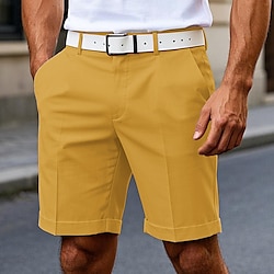 Men's Dress Shorts Burmuda Shorts Work Shorts Pocket Plain Comfort Knee Length Outdoor Business Fashion Casual Black White