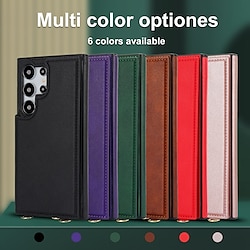 Phone Case For Samsung Galaxy S25 S25 Plus S25 Ultra S24 Ultra S24 Plus S24 S23 S23 Ultra S23 Plus Wallet Case with Stand Holder Zipper with Lanyard Retro TPU PU Leather