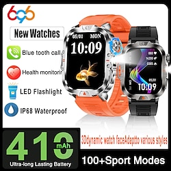 Smart Watch 2.01 inch Smartwatch Fitness Running Watch Bluetooth Pedometer Call Reminder Activity Tracker Compatible with Android iOS Men Long Standby Waterproof Media Control IP68 22mm Watch