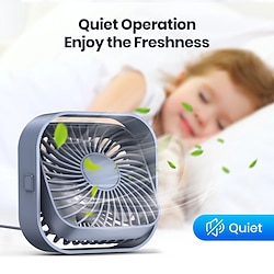 TOPK Mini Portable Fan USB Desk Fan Table Strong Airflow Quiet Operation 3 Speed Wind 360Rotatable Standing fans for room Home