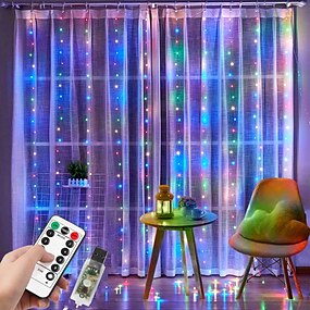 Fairy String Light Curtain Striking Wedding Party Home Garden Bedroom Outdoor Indoor Wall Decorations One76 10 LED Bee String Lights Battery Operated 