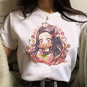 Polera Dama Estampada 100%algodon Diseño Anime 4 Polera Dama Estampada 100%algodon Diseño Anime 4