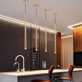 Modern Mini Pendant Light with 4W LED Bulb Gold and Black One-Light Adjustable Metal Pendant Lighting Fixture for Kitchen Island Cafe Bar