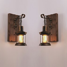 Wall Lamp Vintage Retro Solid Wooden Lights Home Lighting Sconces Indoor Fixture