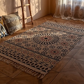 U Life Vintage Turkish Indian Paisley Mandala Floral Large Doormats Floor Mats Area Runner Rug Carpet for Entrance Way Doorway Living Room Bedroom Kitchen Office 63 x 48 Inch 