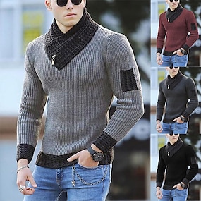 Fieer Mens V-Neck Knit Long Sleeve Floral Printed Casual Sweater Pullover 