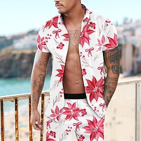 ALISISTER Mens Hawaiian Shirt 3D Print Casual Button Down Beach Holiday Aloha Short Sleeve Shirt 