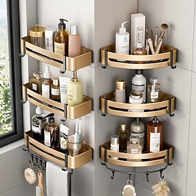 BITUBITU Shower Wall Shelf Wall Mounted Bathroom Organizer Adhesive Storage Rack Wire Basket for Kitchen Bathroom 