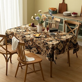 Cotton Linen Floral Print Tablecloth Table Cover for Kitchen Dinning Decoration 