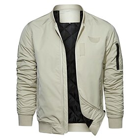 Men's Autumn Winter Casual Fashion Pure Color Lightweight Comfortable Jacket Zipper Outwear Coat Tops 