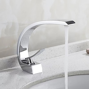 Modern Taps Basin Bathroom Sink Mono Mixer Tap Single Lever Chrome Finish Brass 