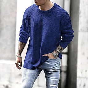 New Mens Cotton Jumper Crew Neck Casual Pullover Sweater Top Super Soft Knitwear 