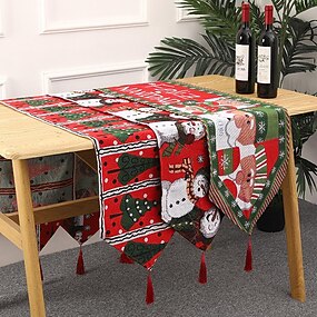 LivebyCare Multi-Size Retro Style Gemetric Spliced Patch Table Runners with Tassels Rustic Fall Table Runners for Home Decoration 48 Inches for Tea/Coffee Table D¨¦cor/Dresser/Shoebox Black 