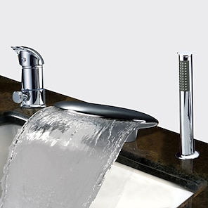 Grifo de ducha para bañera, relleno de bañera de baño independiente de  montaje en el suelo, sistema de soporte de baño de níquel cepillado de  acero
