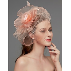 cheap -Net Fascinators / Headdress / Headpiece with Feather / Flower / Trim 1 PC Wedding / Special Occasion / Ladies Day Headpiece