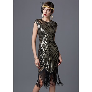 1920s Flapper Dress Womens 1930s Vintage Gatsby Charleston Party Sequin Dresses 