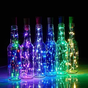 Lumières de bouteille de vin avec liège LED guirlande lumineuse fil de  cuivre fée guirlande lumières noël fête de vacances décoration de mariage