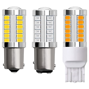 10Pcs 1157 2057 2357 7528 BAY15D P21W 3528 Switchback LED Bulbs White/Amber