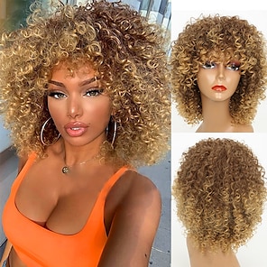 Afro Kinky Curly Hair ombré mélangé brun Wigs africains - Chine Perruque  sans glue et perruque synthétique prix