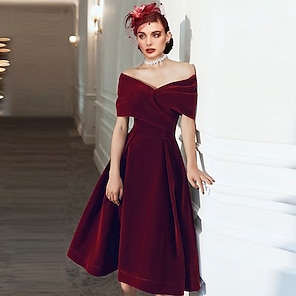 off the shoulder 50s dress 1950s Floral Damask Off the Shoulder Party Dress