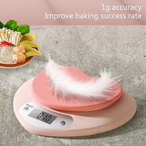 baratos -balança de cozinha eletrônica para comida balança de coração fofa rosa base antiderrapante