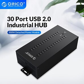 economico -hub usb2.0 industriale 30 porte orico per lettore di schede tf sd compatibile copia batch di test dati u-disk - nero